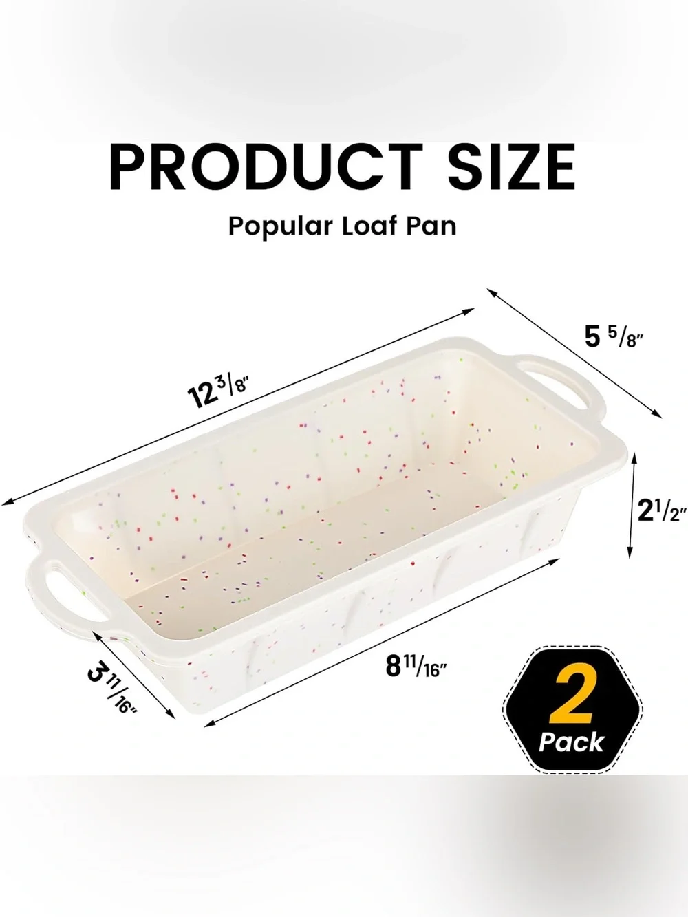 Pack of 2 White Confetti Ceramic Loaf Pans - Home Kitchen